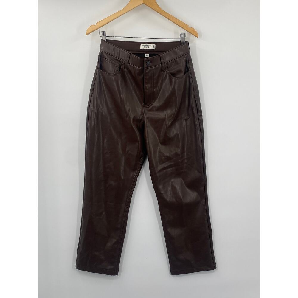 Abercrombie & Fitch The 90s Straight Ultra High Rise Faux Leather Pants 29 8 - Picture 4 of 10